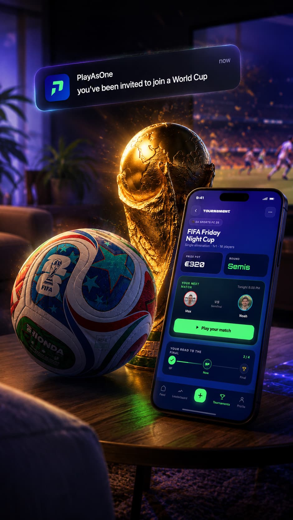Office World Cup tournament shown in the PlayAsOne app